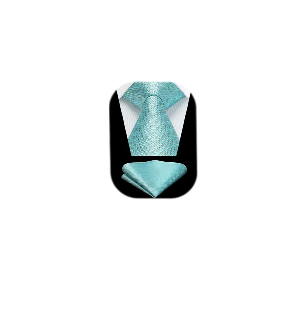 3091 Mint Blue Ties Aqua Silk Tie Pocket Square Set Turquoise Formal